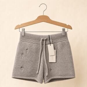NWT: Helmet Lang Gray Distressed Wool-Blend Shorts